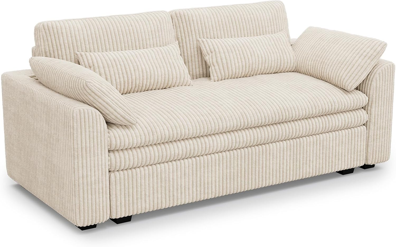 Belffin Large Modular Sectional Sofa with Deep Chaise Modular Sectional Loveseat Sofa with 9' Soft Dual-Layer 2 Seater Sofa Couch Corduroy Beige