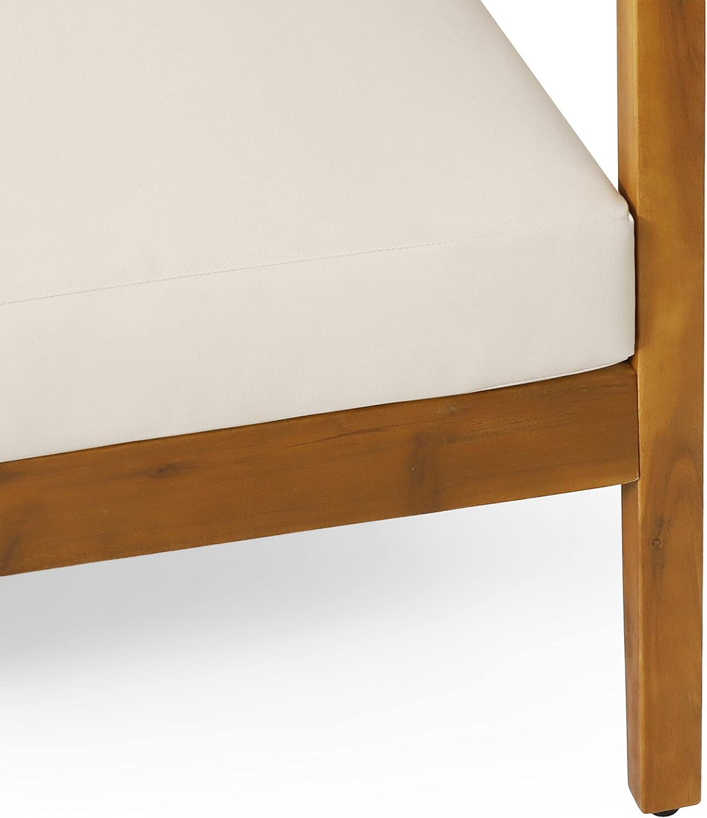 Brooklyn Outdoor 3 Seater Sofa with Cushions - Acacia Wood - Teak/Beige