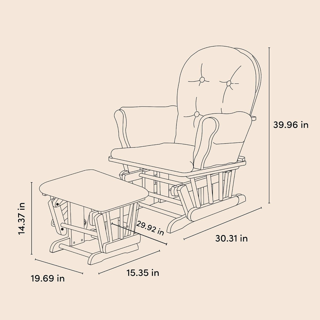 Storkcraft Premium Hoop Glider & Ottoman - GREENGUARD Gold Certified, Solid Wood Craftsmanship, Convenient Storage Pockets, Nursery Rocking Chair, Multi-Award-Winning (Hazelnut and Ivory Boucle)