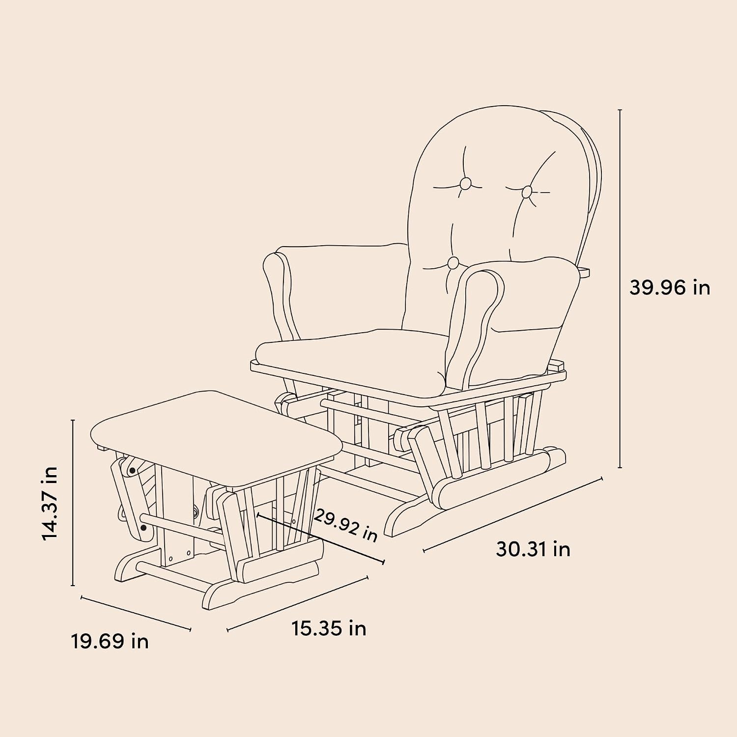 Storkcraft Premium Hoop Glider & Ottoman - GREENGUARD Gold Certified, Solid Wood Craftsmanship, Convenient Storage Pockets, Nursery Rocking Chair, Multi-Award-Winning (Hazelnut and Ivory Boucle)
