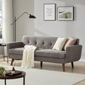 Tbfit 77.2' W Linen Sofa Couch, Mid Century Modern Decor Loveseat Couches for Living Room, Button Tufted Upholstered Small Couch for Bedroom, Solid, and Easy to Install Love Seats Furniture, Grey