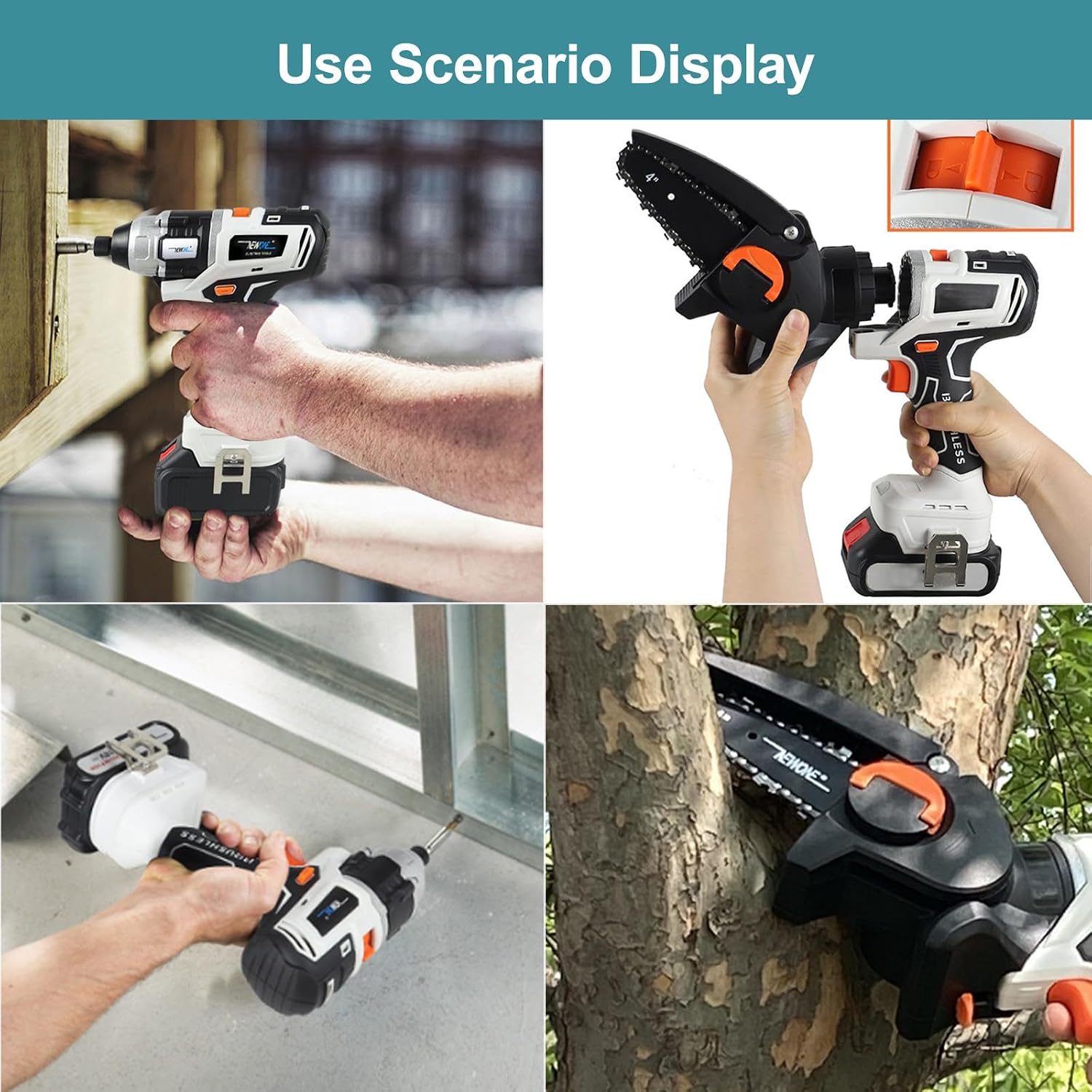 18 V Power Tool Combo Kit, 10-Tool Cordless Power Drill Tool Set with Charger & 2 Batteries, Portable Brushless Woodworking Power Tool Kit, for Home, Company