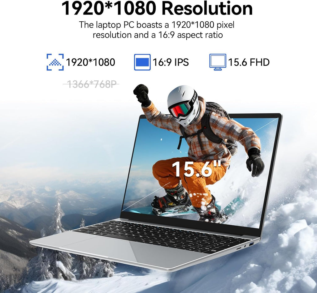 15.6 Inch Laptops, Win 11 Pro Laptop Computer,12GB RAM 512GB SSD, Celeron N100 Quad-Core(Up to 3.4GHz), FHD IPS 1920x1080, HDMI, Type-C, USB 3.0, WiFi 6, BT 5.2, TF Card Reader, 6500mAh