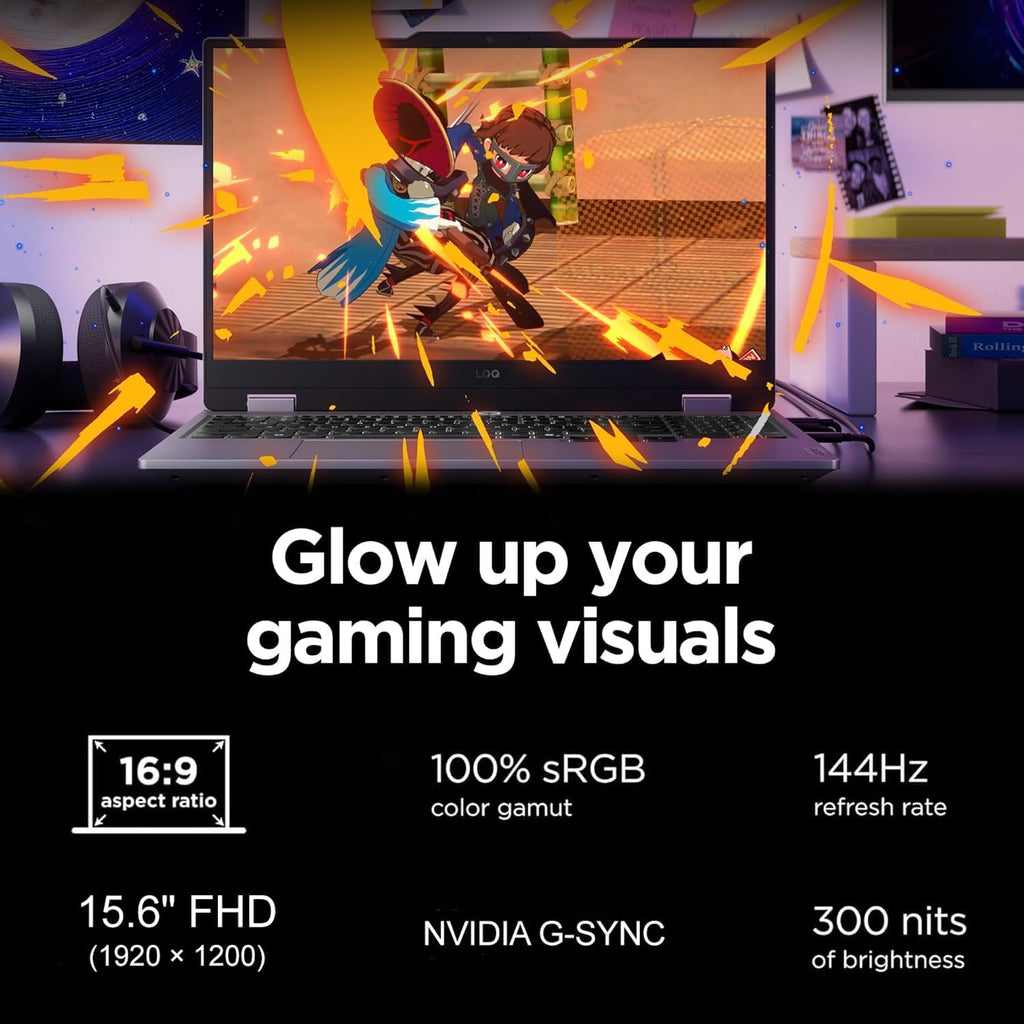 Lenovo LOQ 15 Gaming Laptop PC (15.6' FHD G-SYNC 144Hz, NVIDIA RTX 5050 8GB GDDR7, AMD Ryzen 5 220 (> Intel Ultra 5 125U), 16GB DDR5 RAM, 512GB SSD), Backlit, Webcam, Ethernet, Wi-Fi 6, Win 11 Home
