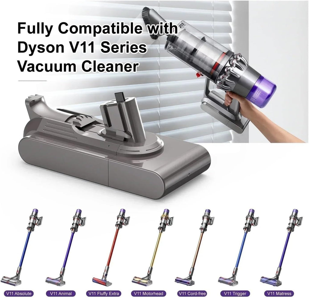 OUTMX 25.2V Compatible for Dyson Battery SV15 V15 and V11 Absolute Animal Fluffy Vacuum Cleaners Replacement Batteries(6000mAh)