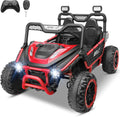 Hikole 24V Ride on Toy for Kids 3+ Years Old, XL Kids Electric Car 2 Seater, 4X200W Powerful Motor, Remote Control, 20' Spacious Seat, MP3 & USB, 3 Speed, Storage, Red