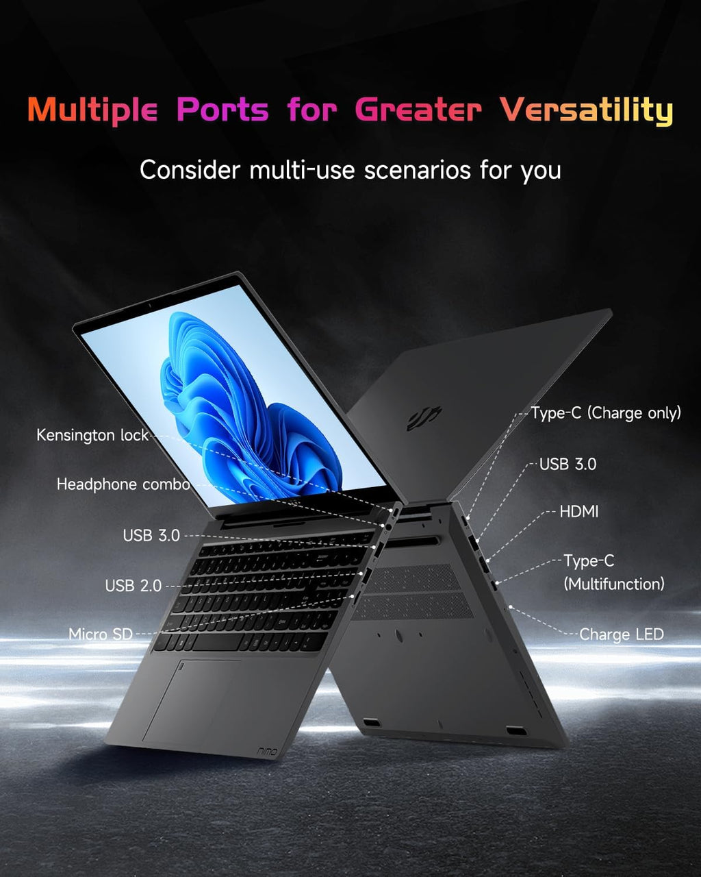NIMO 15.6' IPS FHD-Laptop, Pentium Quad Core N100 8GB RAM 256GB SSD (Beat i3-1115G4, Up to 3.4GHz) Computer with Backlit Keyboard Fingerprint Type-C Charger WiFi 6 BT5.2, for Student and Home