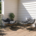 JOYBASE Outdoor Indoor Papasan Rocking Chair Set of 2, Oversized Papasan Rocker with Cushion, Patio Wicker Comfy Egg Chair for Backyard Bedroom Living Room Lounge Reading (Dark Grey)