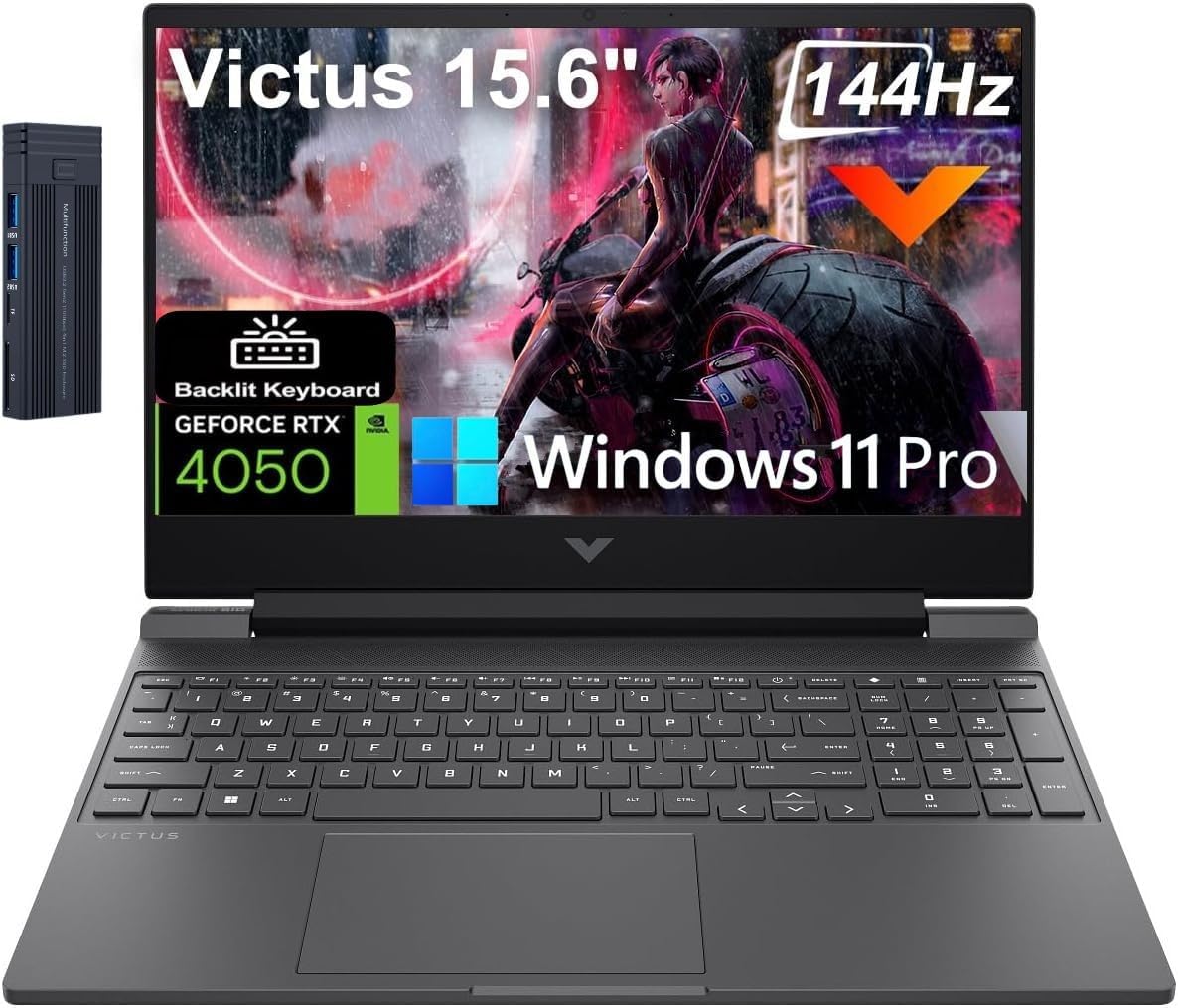 HP Victus 15.6' FHD 144 Hz IPS Gaming Laptop, AMD Ryzen 7 7445HS Processor, GeForce RTX 4050, 64GB RAM 1TB SSD, Webcam, Wi-Fi 6, Backlit Keyboard, Windows 11 Pro, Black