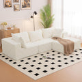Modular Sectional Sofa, 108' L-Shaped Boneless Couch with Deep Seat, Corduroy Cloud Couch for Living Room, Bedroom, No Assembly Required, Ship in a Box, Checkered Beige