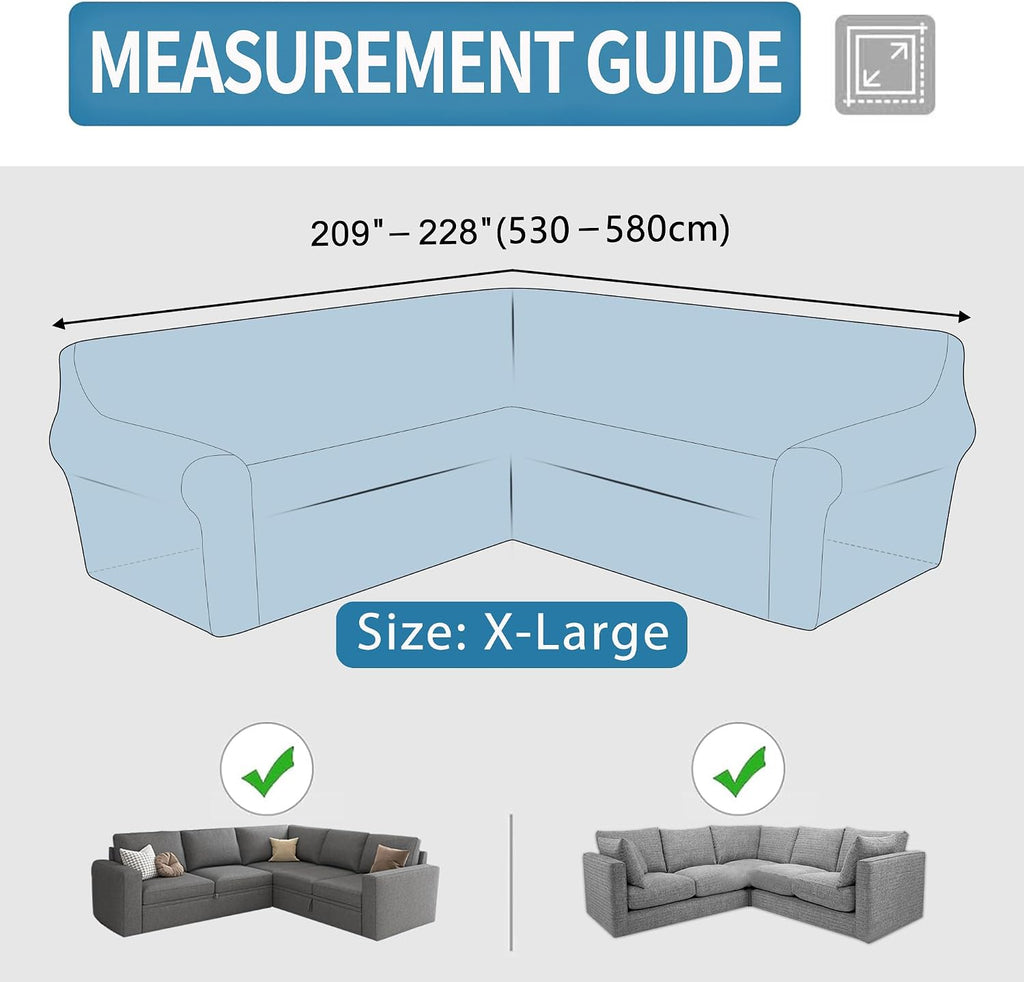 HDCAXKJ Corner Sectional Couch Covers Velvet Stretch L Shape Sofa Cover Soft Thick Sectional Slipcovers Set U Shaped Living Room Non Slip Magic Furniture Protector for Pet Dogs (Dark Gray, X-Large)