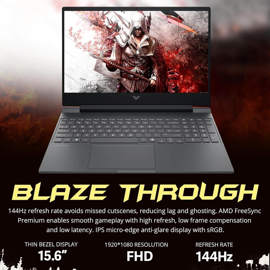 HP Victus 15.6' FHD Gaming Laptop, AMD Ryzen 7 7445HS Processor, GeForce RTX 4050, 16GB RAM 1TB SSD, Backlit Keyboard, Bluetooth, Wi-Fi 6, Webcam, Windows 11 Home, Black