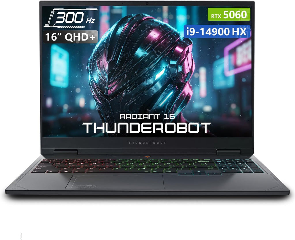 Thunderobot Radiant 16 Gaming Laptop, 16' QHD+ 300Hz 2.5K Display, Core i9-14900HX, GeForce RTX 5060, 32GB DDR5 RAM, 1TB SSD, RGB Backlit Keyboard, Wi-Fi 6, Win 11 Home