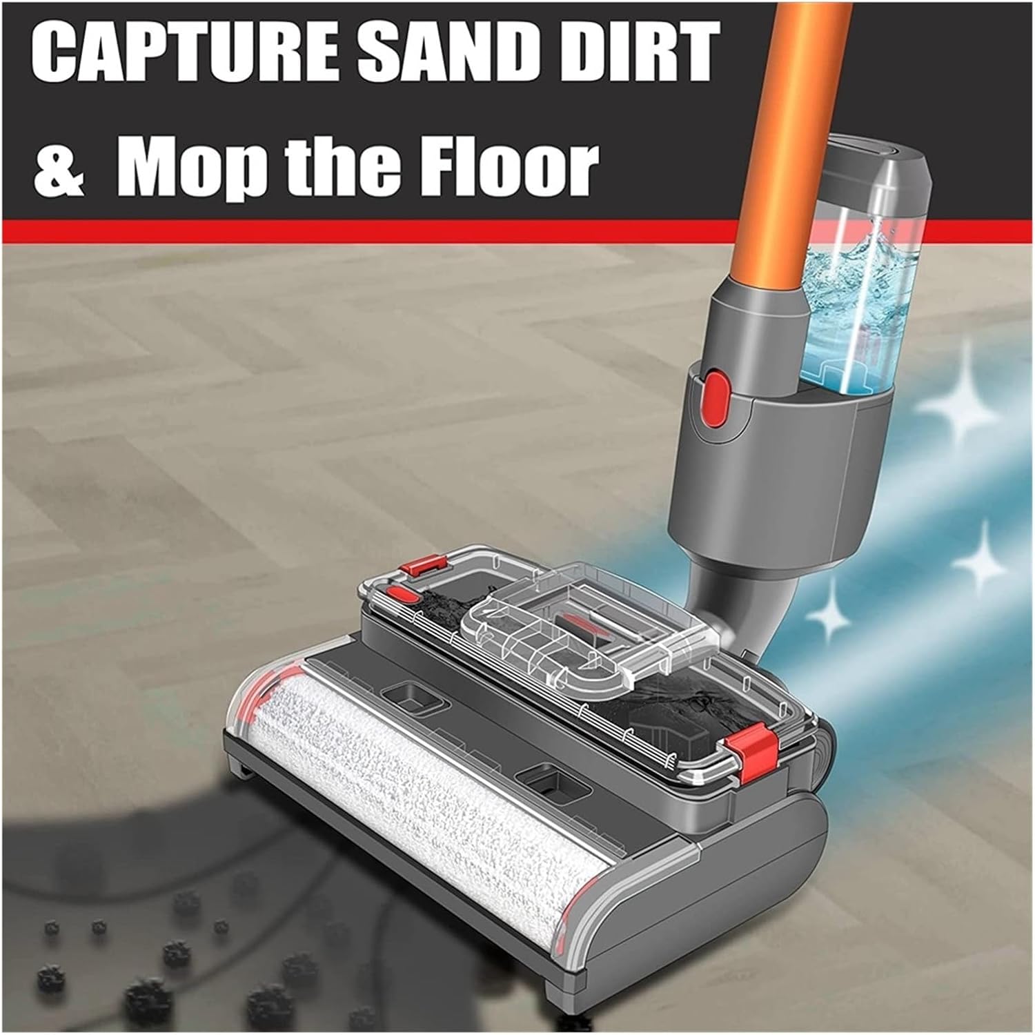 Wet and Dry Scrubbing Brushes ，Compatible for Dyson ，V15 V11 V10 V8 V7 Electric Broom Heads, Equipped with Cleaning and Sewage Tanks