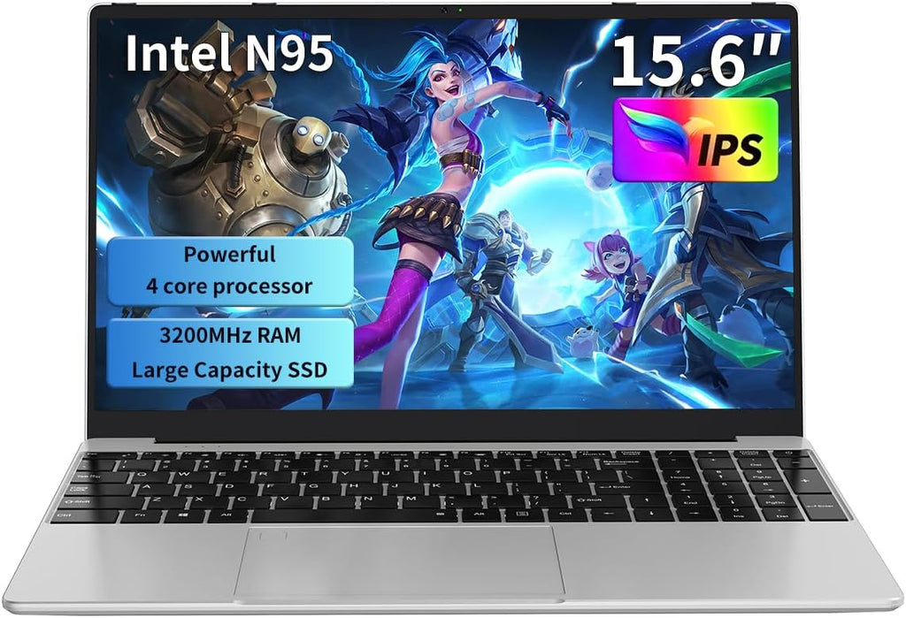 Gaming Laptop 15.6' FHD,Intel N95 Turbo Boost 3.4GHz,16GB DDR4 3200 RAM + 512GB SSD,RGB Backlit Keyboard & Fingerprint Unlock,Windows 11 Pro Laptop Computer for Immersive Performance
