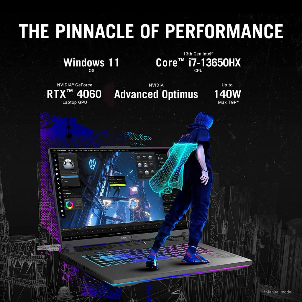 asus Laptop Gamer ROG Strix G16 (2023), 16:10 FHD 165 Hz, 13th Gen Intel Core i7-13650HX, GeForce RTX 4060(140W); DDR5 RAM, MUX, Wi-Fi 6E, Windows 11,w/HDMI (32GB RAM | 2TB PCIe SSD)