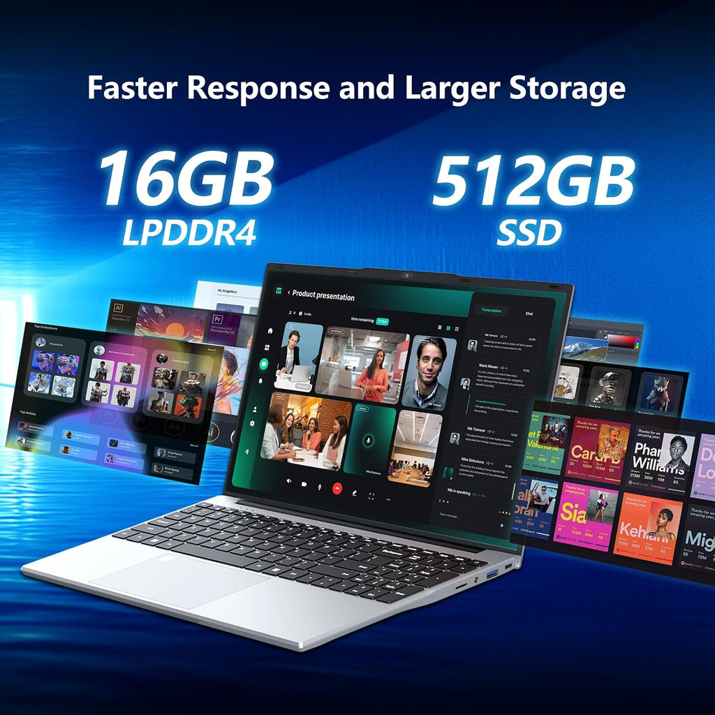 AVENKA Gaming Laptop,15.6 inch Laptop Computer, Laptops Celeron N5095 Processor, 16GB 512GB SSD FHD 1920 * 1080 Display 180 Angle Opening Fingerprint Unlock Backlit Keyboard Mini-HDMI