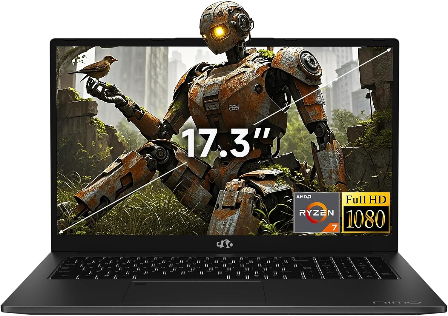 NIMO 17.3' Full HD Gaming Laptop, AMD Ryzen 7 7735HS, 16GB DDR5 RAM 1TB SSD, Radeon 680M Graphics, Wi-Fi 6E, Bluetooth 5.2,100W Type-C, Backlit Keyboard, Fingerprint Recognition