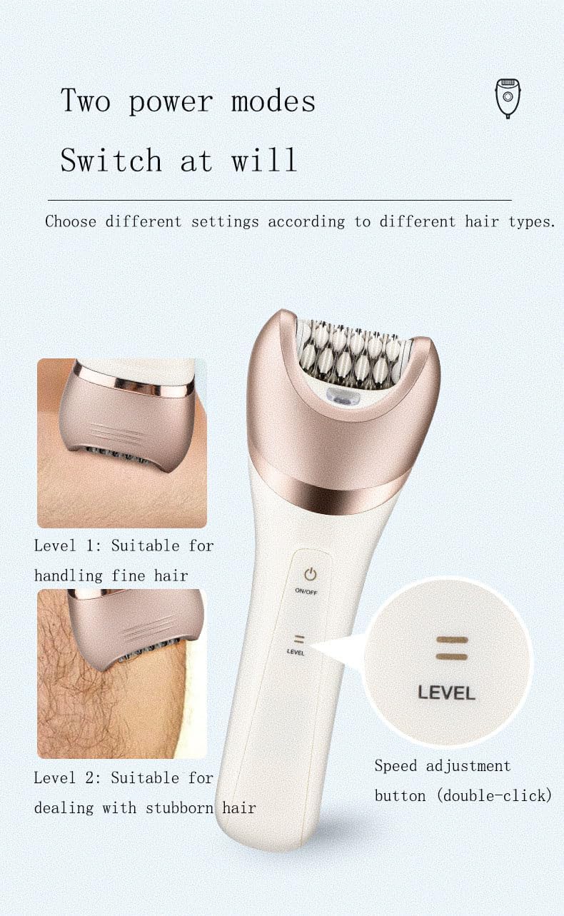 Epilator Hair Removal for Women, 6-in-1 Cordless & Rechargeable Lady Electric Shaver, Waterproof Trimmer Device Wet and Dry Bikini for Face Arm Leg Armpit
