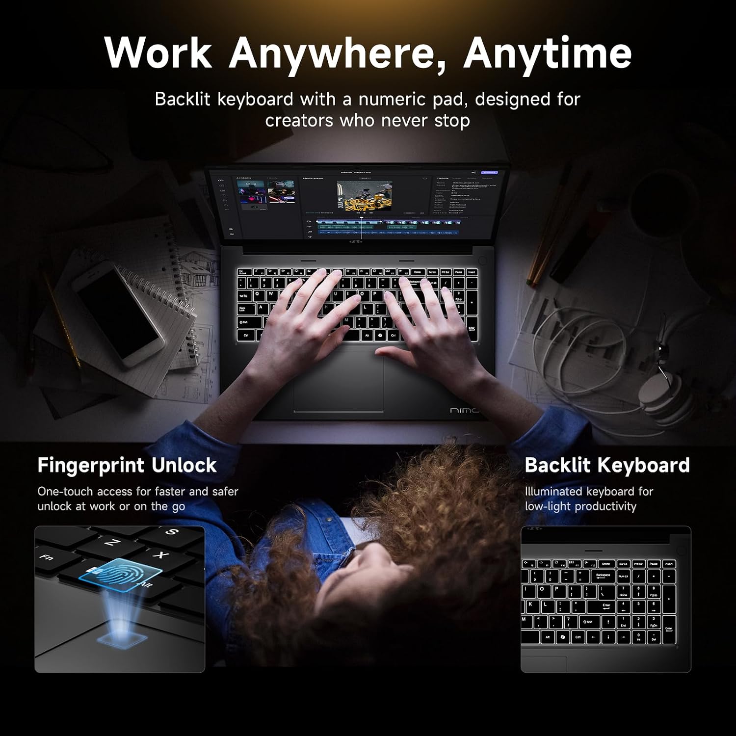 NIMO 17.3' Copilot+ AI Laptop, AMD Ryzen AI 9 HX 370 (Up to 5.1GHz), 16GB RAM 1TB SSD, Radeon 890M, 144Hz FHD Display, 100W Fast Charge, USB 4.0, Fingerprint, Backlit Keyboard, Gaming & Business