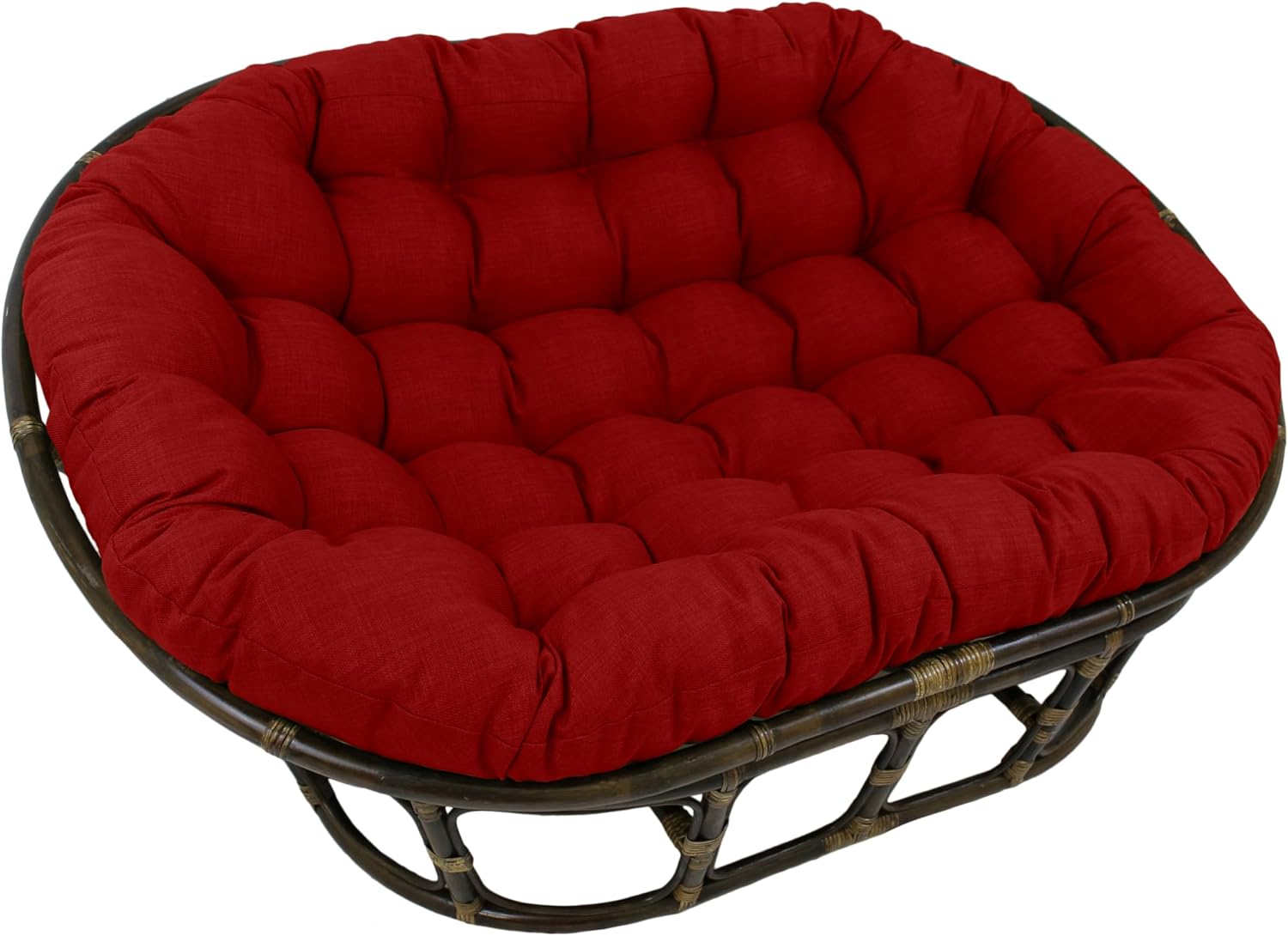 Blazing Needles Solid Outdoor Spun Polyester Double Papasan Cushion, 65' x 48', Paprika