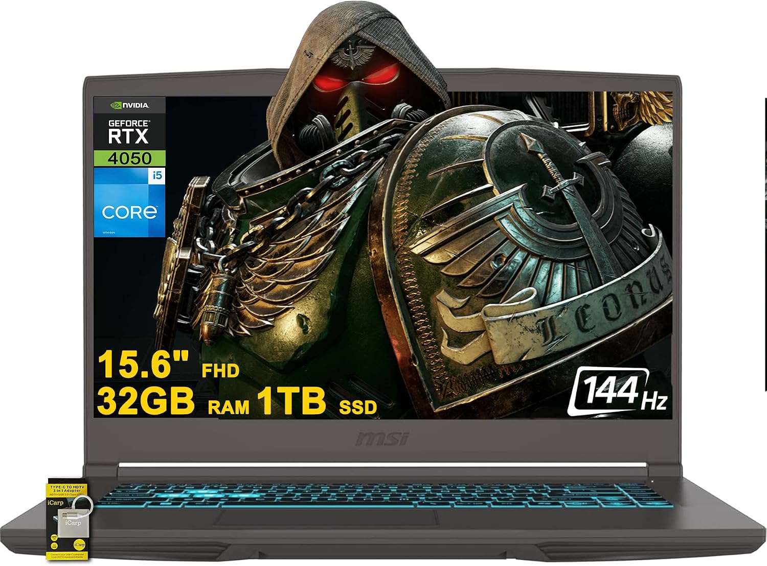 msi Thin 15 Gaming Laptop 15.6' FHD IPS 144Hz Intel 8-core i5-13420H (>i7-11800H) 32GB RAM 1TB SSD GeForce RTX 4050 Type-C Backlit Win11 ICP Hub