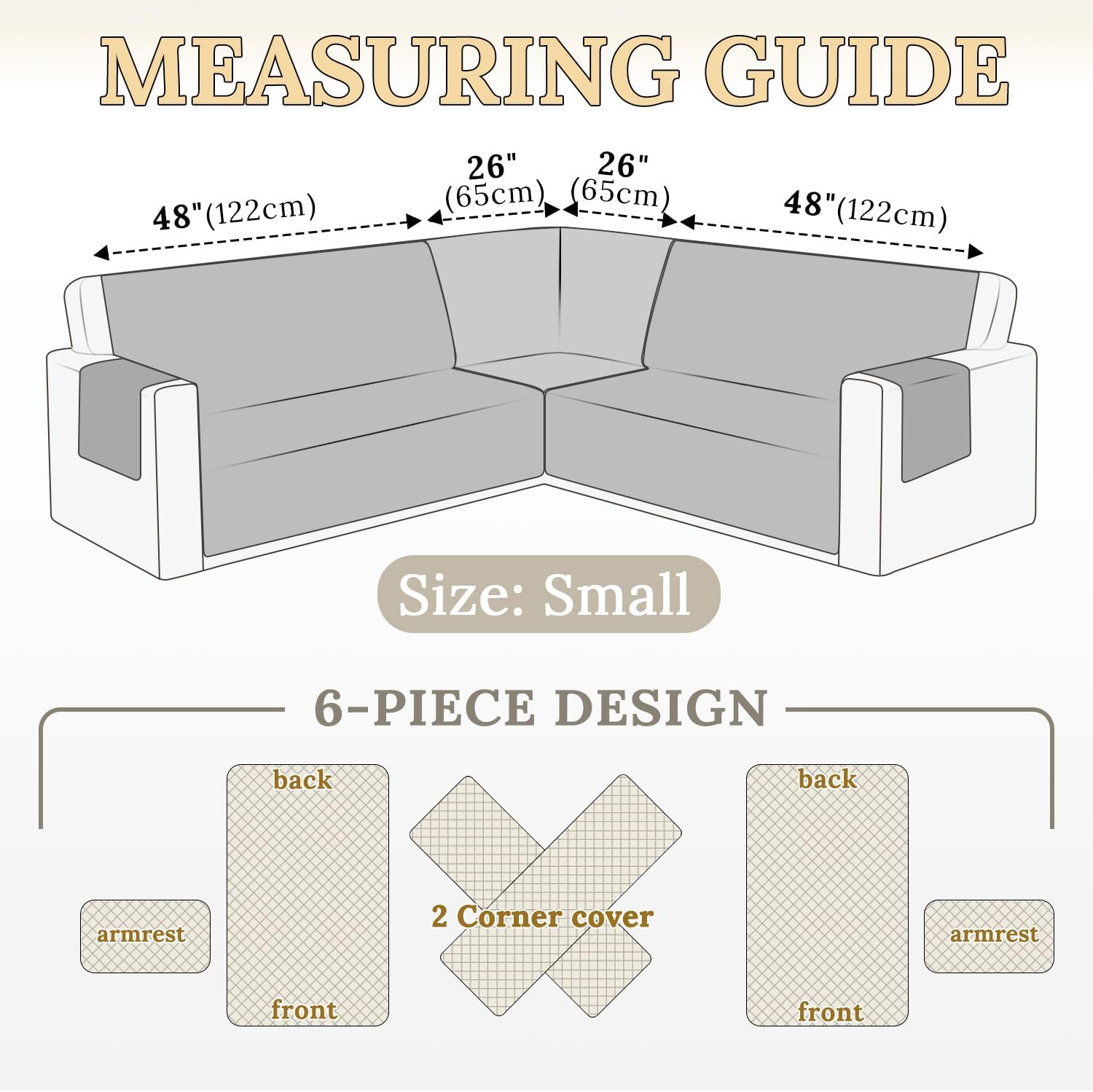 HDCAXKJ Waterproof Corner Sectional Couch Cover Velvet L Shape Sofa Covers for Pets Dogs Soft Heavy Duty U Shaped Sofa Slipcovers Sets for Sectional Non Slip Furniture Protector (Dark Gray, Small)