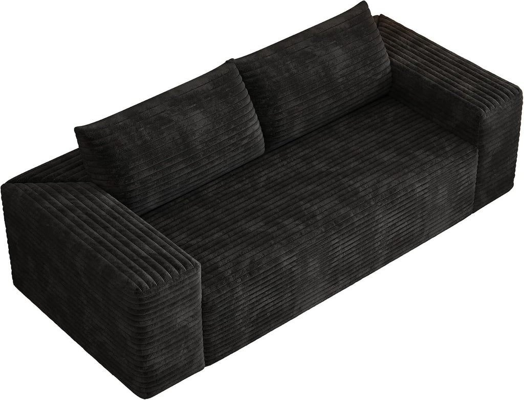 Eafurn Memory Foam Boneless Loveseat Sofa Couch, 3-Seater Upholstered Sofa with Corduroy Fabric and Wider Armrest, No Assembly Sofa for Living Room, Bedroom & Apartment | Sturdiness, Breathable material, Sofa in A Box