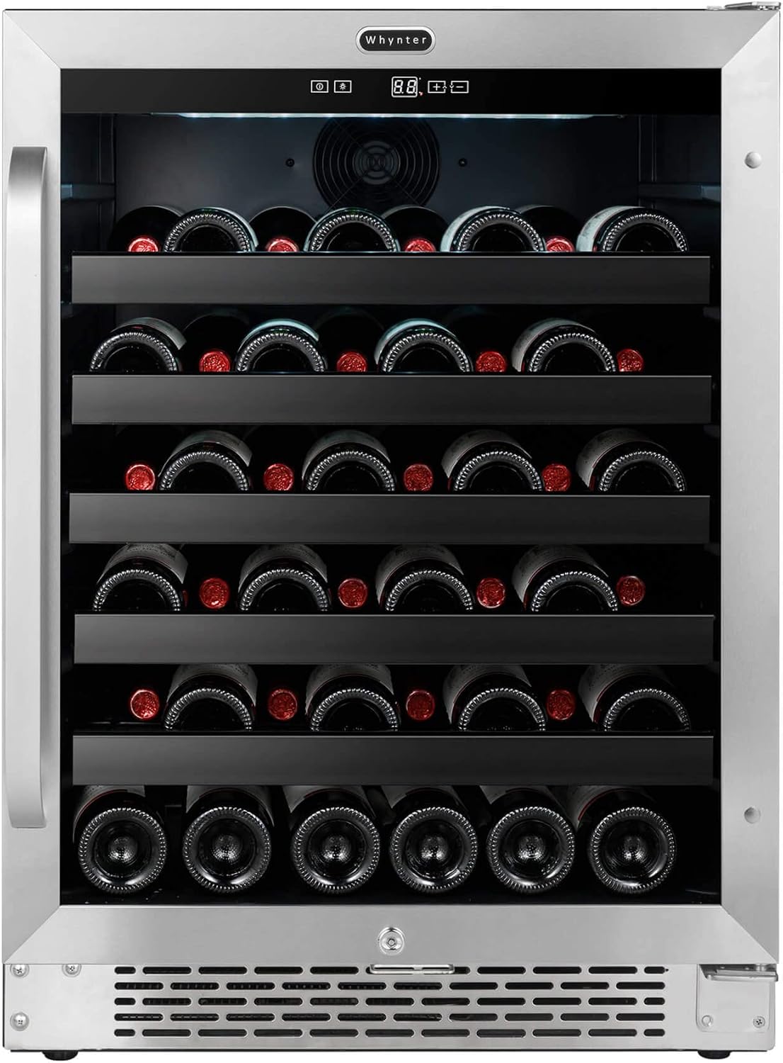Whynter BWR-408SB 24 inch Built-in 46 Bottle Undercounter Stainless Steel Wine Refrigerator with Reversible Door, Digital Control and Lock