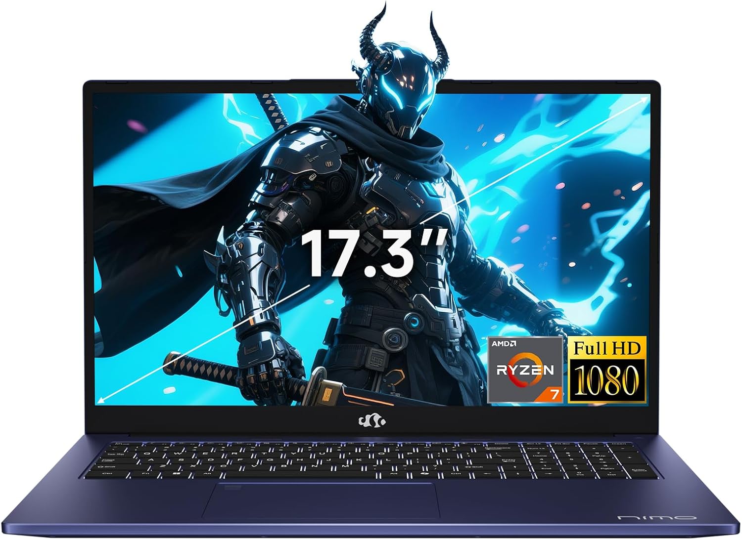 NIMO 17.3' Light-Gaming-Laptop, 8 Cores AMD R7 7735HS (up to 4.75GHz, Beat i7 12650H) 64GB DDR5 RAM 1TGB SSD Radeon 780M GPU IPS FHD Computer with 100W Type-C Fingerprint, Backlit Keyboard Wi-Fi 6E