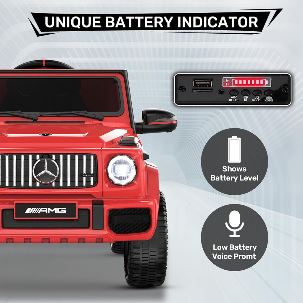 ANPABO Licensed Mercedes-Benz G63 Car for Kids, 12V Ride on Car w/Parent Remote Control, LED Headlights, Music Player/Bluetooth & Horn, Soft Start, Low Battery Prompt, Kids Electric Car, Red