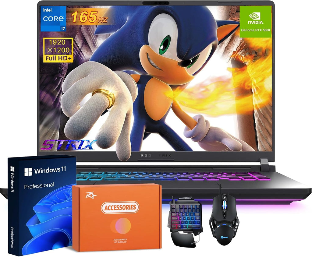 ASUS ROG Strix G16 Gaming Laptop 2025, NVIDIA GeForce RTX 5060, Intel i7 14650HX(16 Core, 24 Threads), 16 Inch FHD+ 165Hz Display, Wi-Fi 7, 32 GB DDR5 RAM, 1 TB SSD, Windows 11 Pro, Accessories