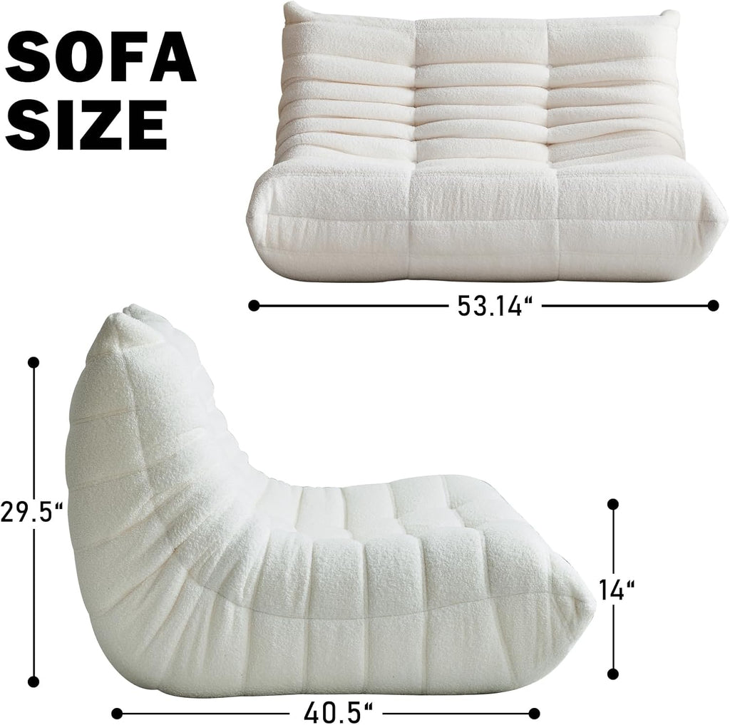 YVDNHP Bean Bag Chair for Adults, Oversized Loveseat Fireside Chair Comfy Bean Bag Couch, 2 Seater Lazy Sofa Couch Memory Foam Floor Chair Loveseat for Living Room, Bedroom Apartment Office (Beige)