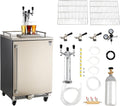VEVOR Beer Kegerator, Triple Tap Commercial Draft Beer Dispenser for D system, Full Size Keg Refrigerator with 5lbs CO2 Tank, Hold 3 Sixth/2 Slim/3 Ball lock keg (3 taps - D system - stainless steel)