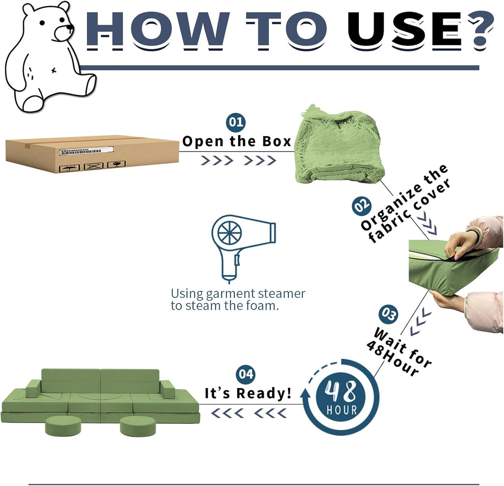 Edbuosy 22Pcs Modular Kids Play Couch - Kids Couch for Playroom Bedroom Living Rooms Toddler Sofa for Inspiring Child Creativity，Children Convertible Foam Sofa