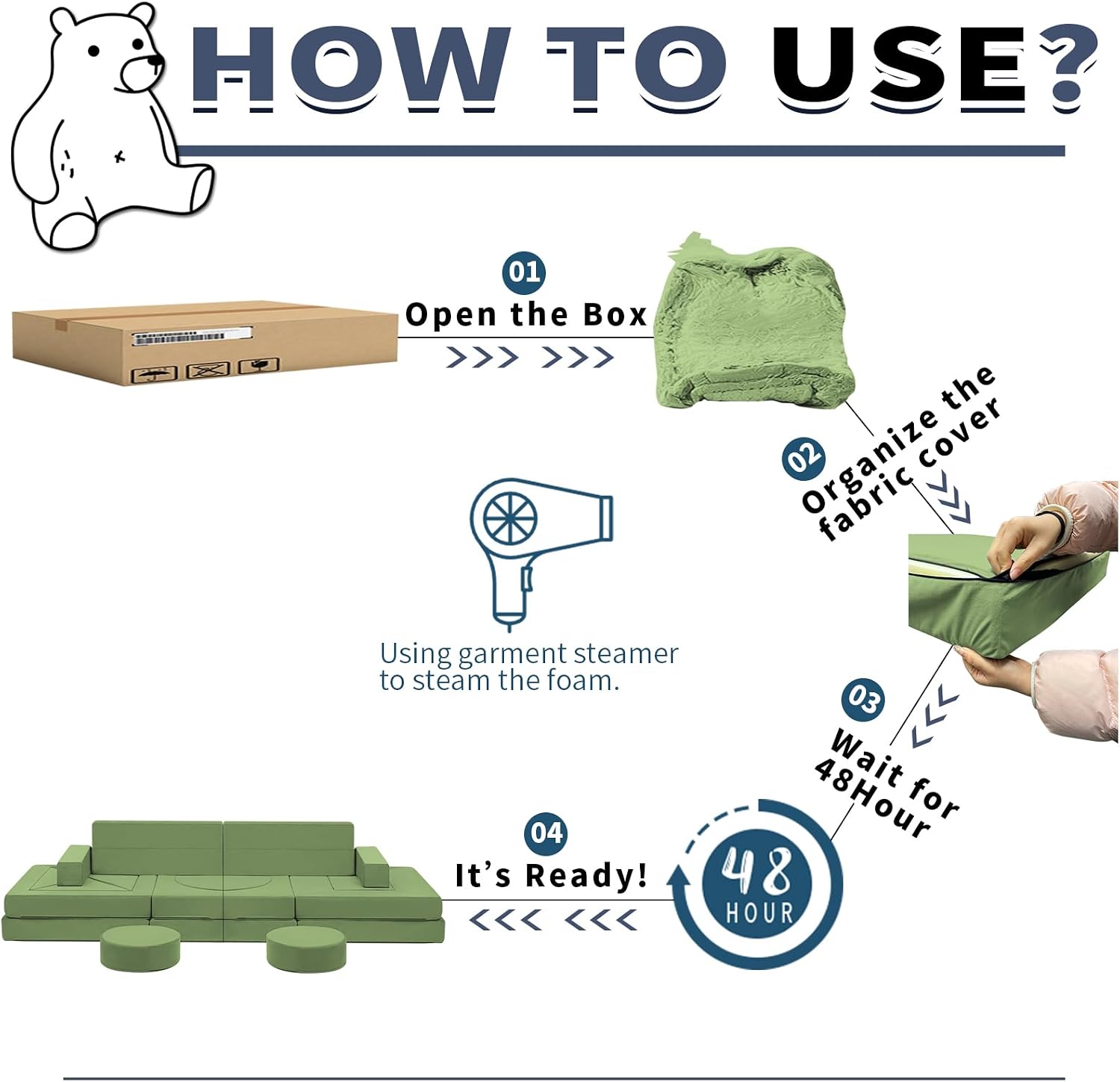 Edbuosy 22Pcs Modular Kids Play Couch - Kids Couch for Playroom Bedroom Living Rooms Toddler Sofa for Inspiring Child Creativity，Children Convertible Foam Sofa