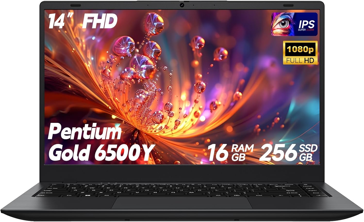 Laptop Computer, Laptop with Gold 6500Y (Beat N5095, Up to 3.4GHz), 16GB RAM 256GB SSD, 14-Inch FHD IPS Display, Bluetooth, WiFi, HDMI, Type-C PD, 38Wh Battery, Thin & Portable Laptops