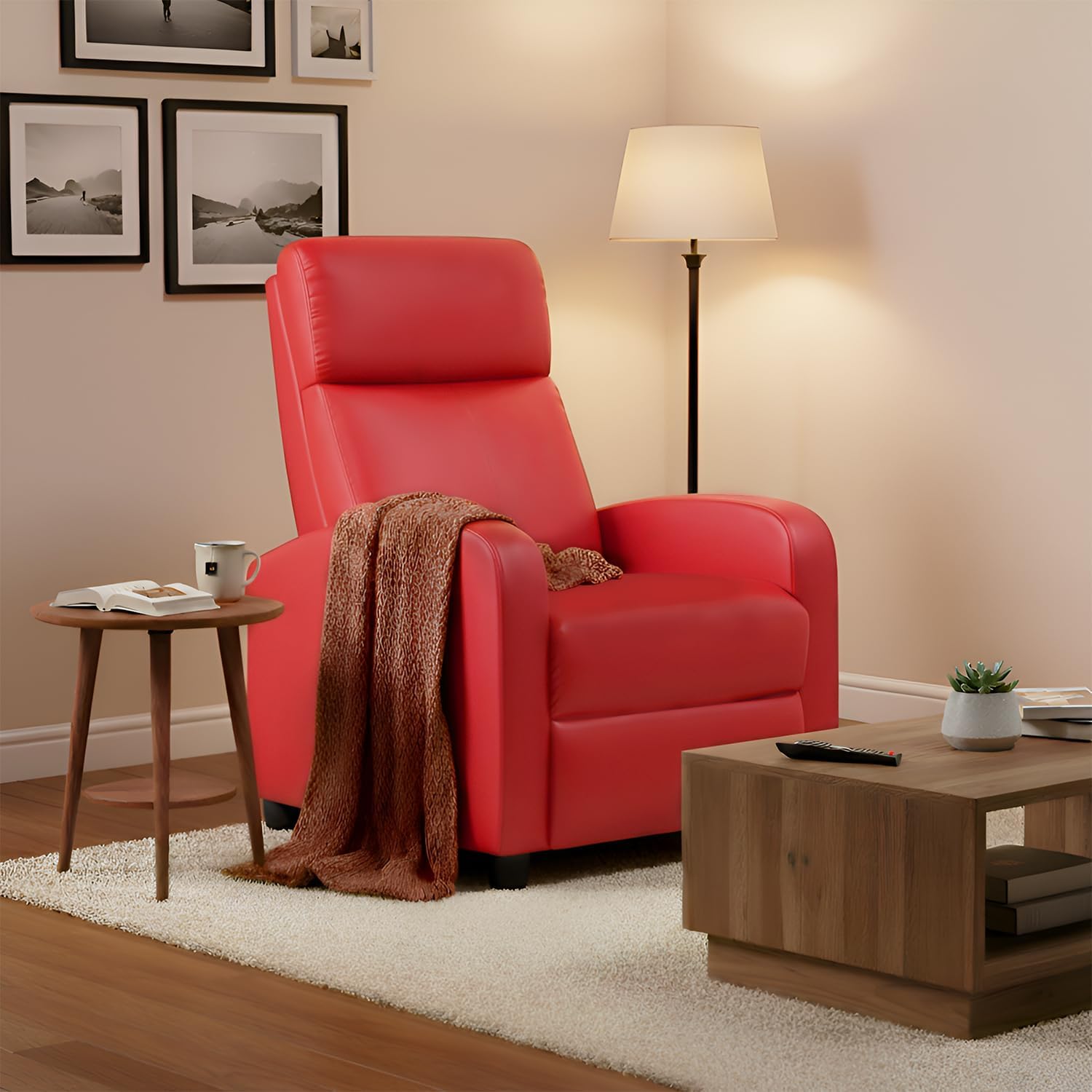FDW Recliner Chair for Living Room Home Theater Seating Single Reclining Sofa Lounge Reading with Padded Seat Backrest