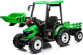 Kidsera 24V Kids Ride on Tractor with Trailer & Front Loader, 3 In1 Tractor 4-Gearbox 24volt Dual Motors Metal Frame, 24V Ride on Toys for Big Kids, Power Wheels Kids Electric Vehicles (Green)