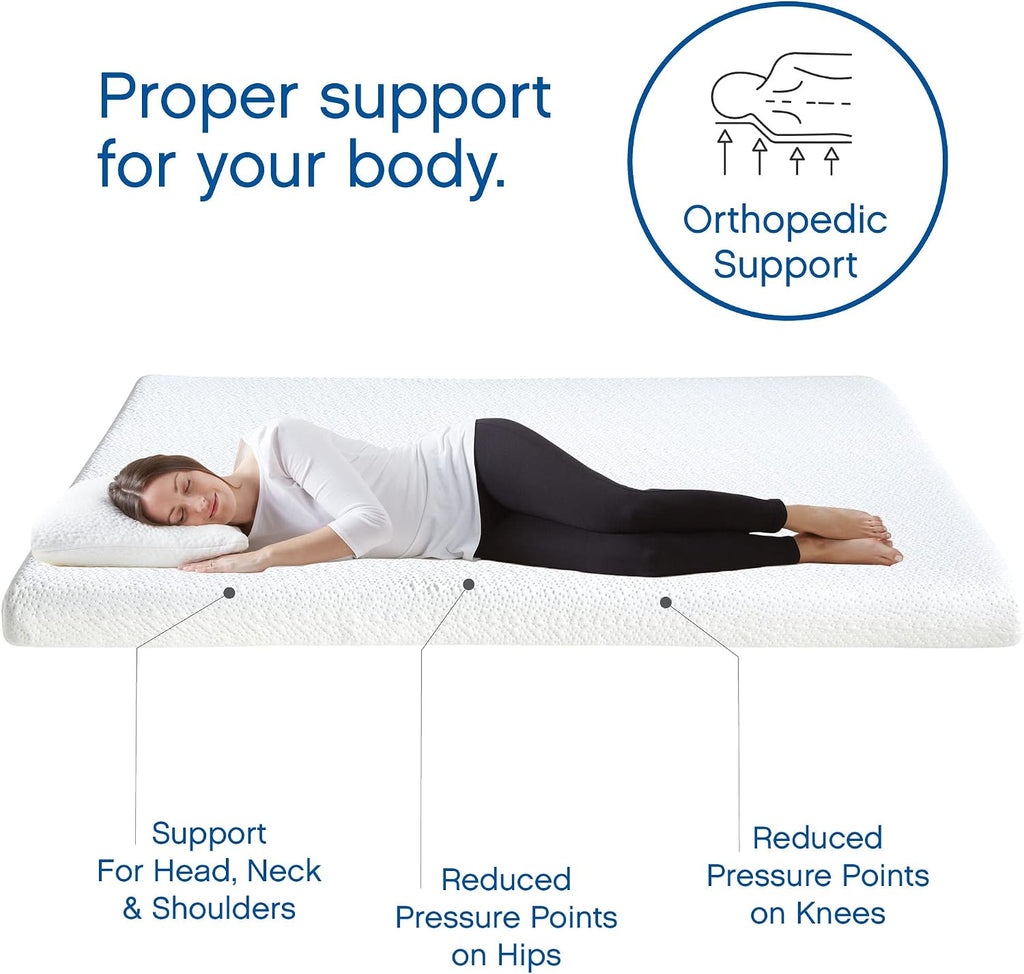 Vibe Gel Memory Foam Sofa Bed Mattress| Replacement Mattress for Queen Size Sleeper Sofa and Couch Beds, White