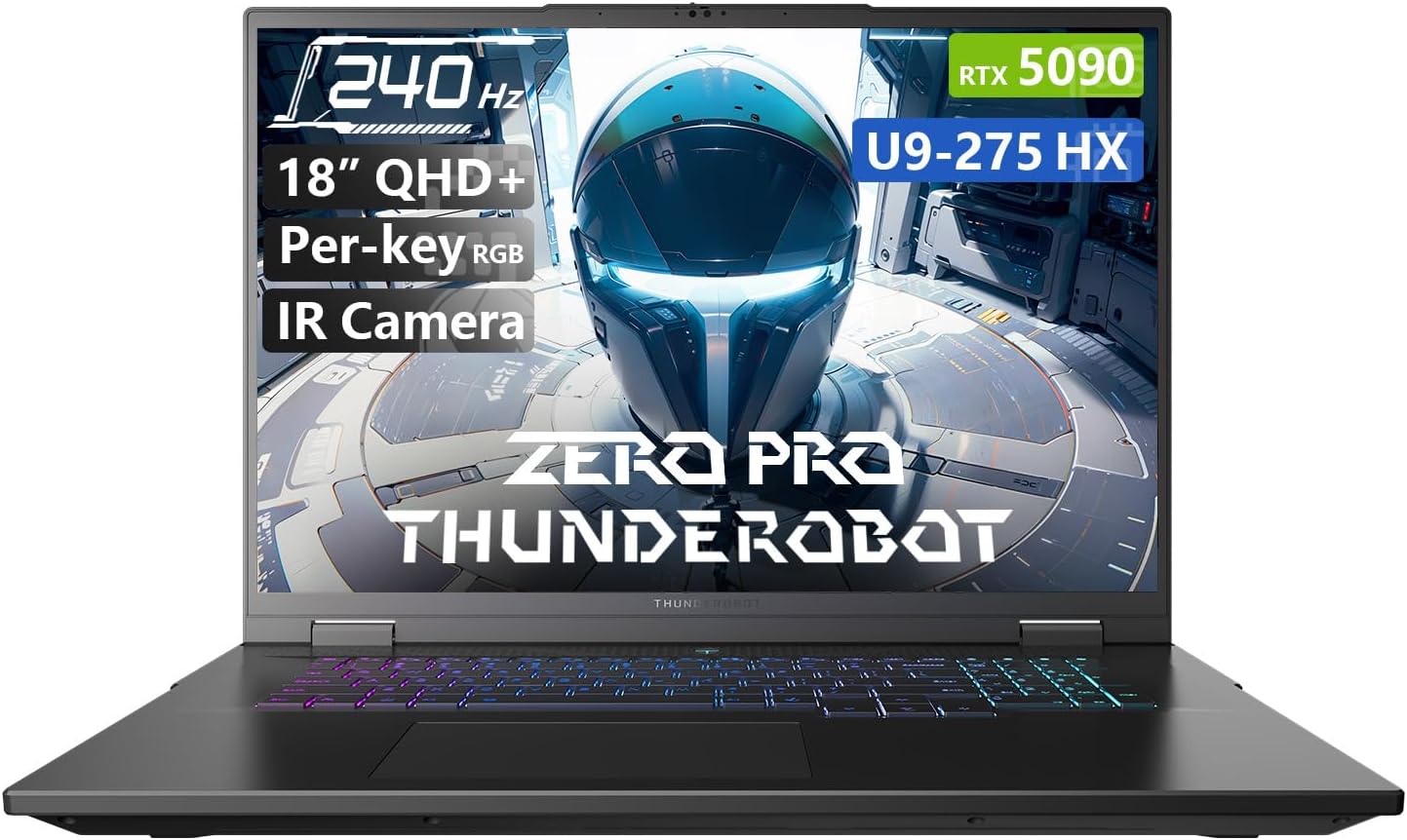 Thunderobot Zero 18 Pro 5090 Gaming Laptop, 18' QHD+ 240Hz 2.5K Hummingbird Display, Core Ultra 9 275HX, GeForce RTX 5090, 32GB DDR5, 1TB SSD, Per-Key RGB, FHD IR Camera, Wi-Fi 6E, Win 11 Home