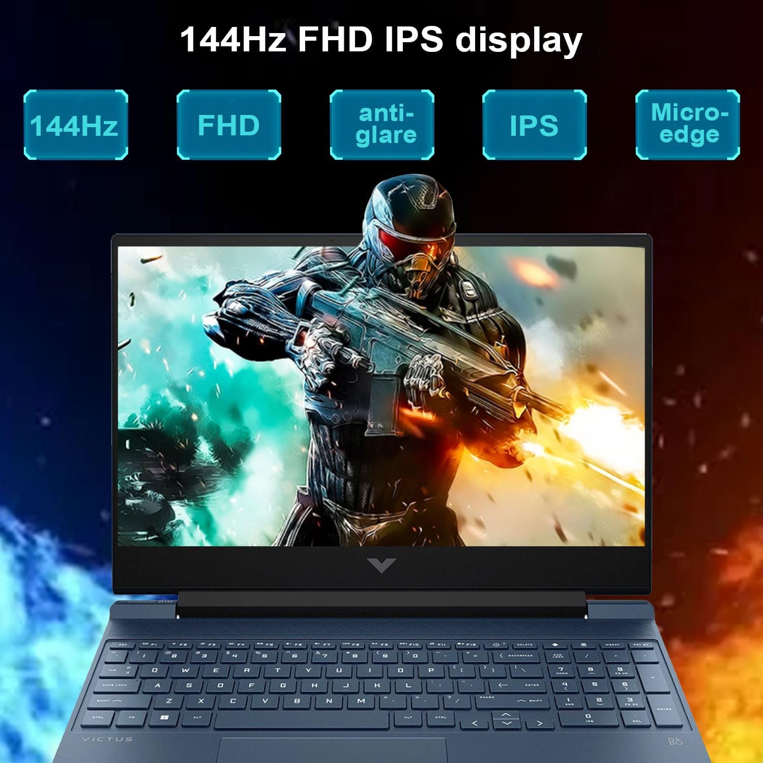 HP Victus 15.6 i5 Gaming Laptop, 15.6' FHD 1920*1080 144Hz, Intel Core i5-12450H, NVIDIA GeForce RTX 3050, 32GB RAM, 2TB SSD, Backlit KB, Touchpad, SD Card Reader, Webcam, HDMI, Wi-Fi 6, W11 H, Blue