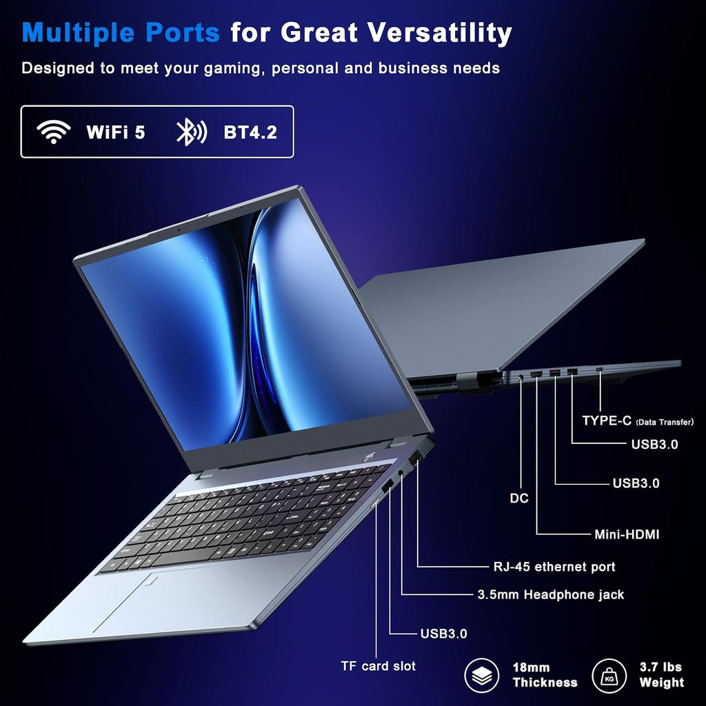 XNQ Gaming Laptop, Laptop Computer 2026, 15.6 Inch Lap Top, 32GB DDR4, 1TB SSD, MX450 TU117 GPU, N-series 4C/4T Processor, Win 11 pro, Colorful Backlit, 1080 FHD, HDMI, Wifi5, Metal Shell, Fingerprint