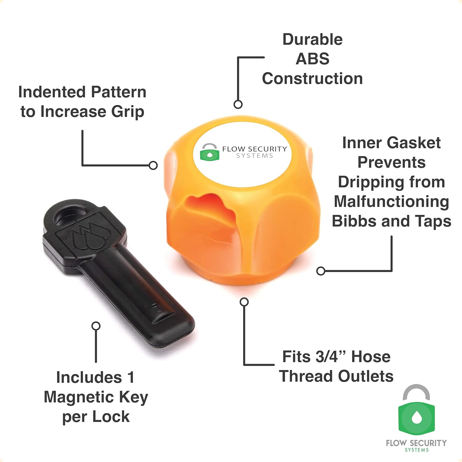 Faucet Lock III | Magnetic Key | Prevents Water Theft & Secures Outdoor Bibbs | Promotes Water Conservation | Fits Most Outdoor Hose Bibbs | Keyed the Same | 20 Pack