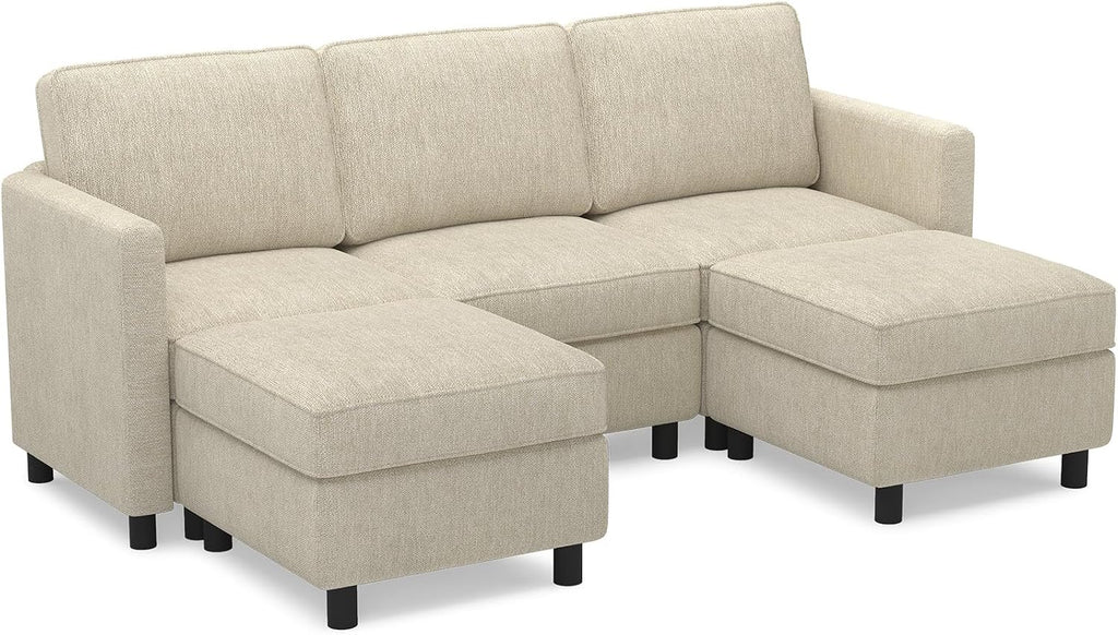 Belffin 84.3' 5 Seats U Shaped Couch Modular Sectional Sofa Washable Sectional Couches for Living Room Comfy Couches with Storage Seat Couch Sofas with Chaise,Beige