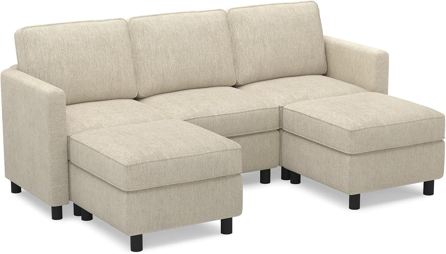 Belffin 84.3' 5 Seats U Shaped Couch Modular Sectional Sofa Washable Sectional Couches for Living Room Comfy Couches with Storage Seat Couch Sofas with Chaise,Beige