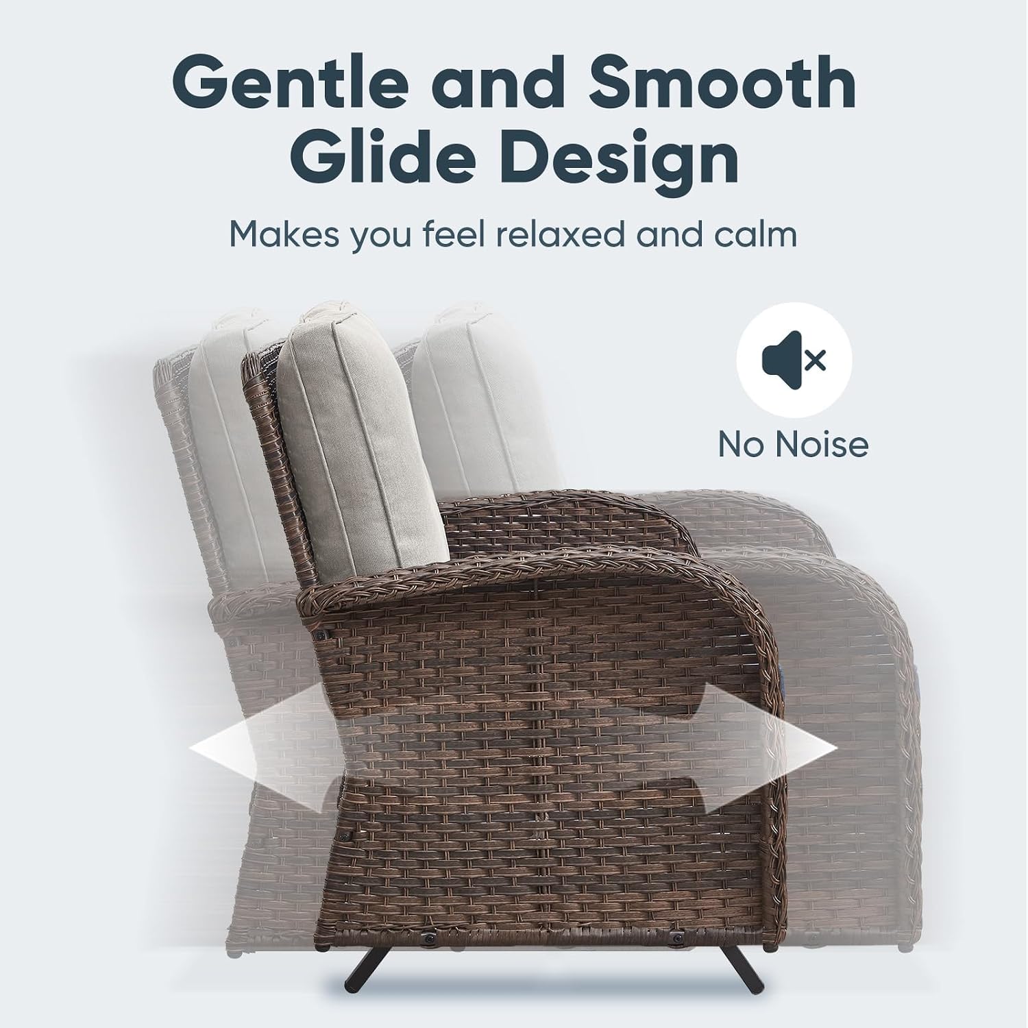Belord 5 Pieces Patio Furniture Set with 30' Propane Fire Pit Table, Deep Seating Swivel Rocker Glider Outdoor Chairs Set of 4 with Side Table Set of 2 Patio Conversation Set Brown Wicker
