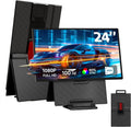 24' Large Portable Monitor, IPS USB-C HDMI Work Home Gaming Second Monitor 4.2' Height & 90° Rotation Adjustable Stand for Laptop, MacBook, Phones, PS4&5, Switch Xbox
