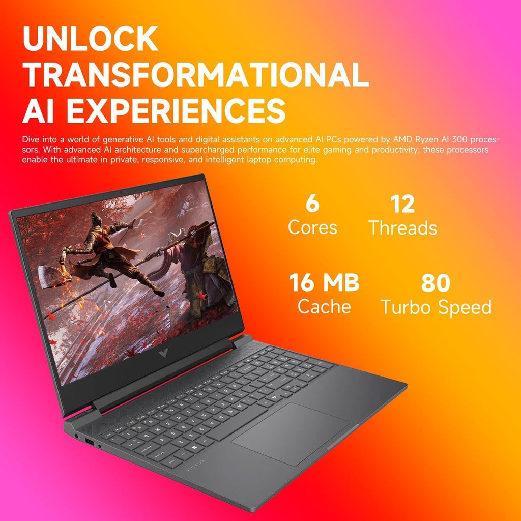 HP Victus 15.6' FHD Gaming Laptop, AMD Ryzen 7 7445HS Processor, GeForce RTX 4050, 16GB RAM 1TB SSD, Backlit Keyboard, Bluetooth, Wi-Fi 6, Webcam, Windows 11 Home, Black