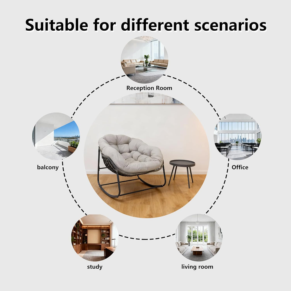 Modern Rocking Chair with Side Table Set, 2-Piece Patio with Soft Cushion & Side Table, 330 LBS Capacity, All-Weather Balcony Furniture